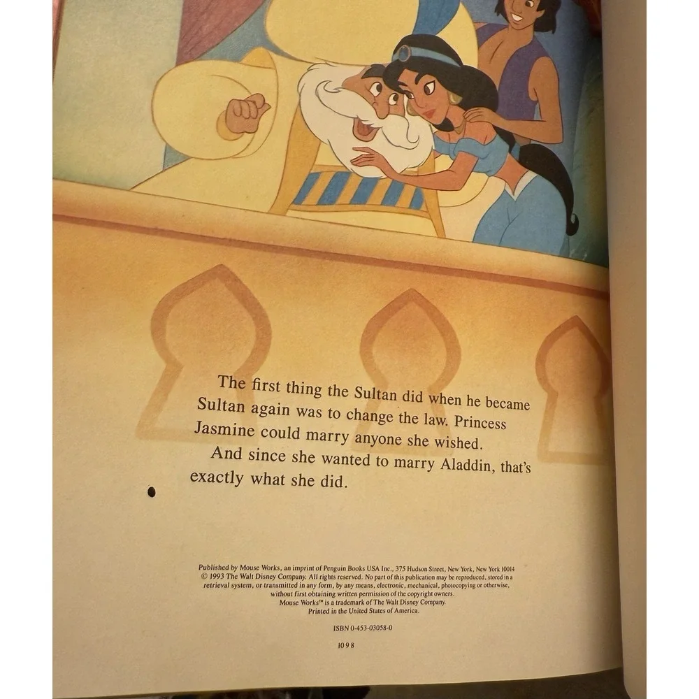 Vintage Disney's Aladdin Hardcover Book Adapted‎ by Don Ferguson 90s